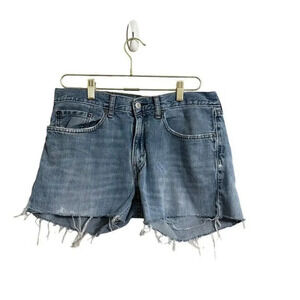 Levis 559 Jean Shorts Women's 32 Blue Raw Hem